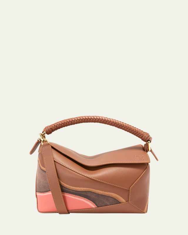 Puzzle Edge Small Top-Handle Bag in Nappa Leather